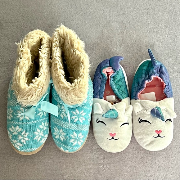 2-Pack Girls’ Fluffy Slippers - Picture 1 of 7